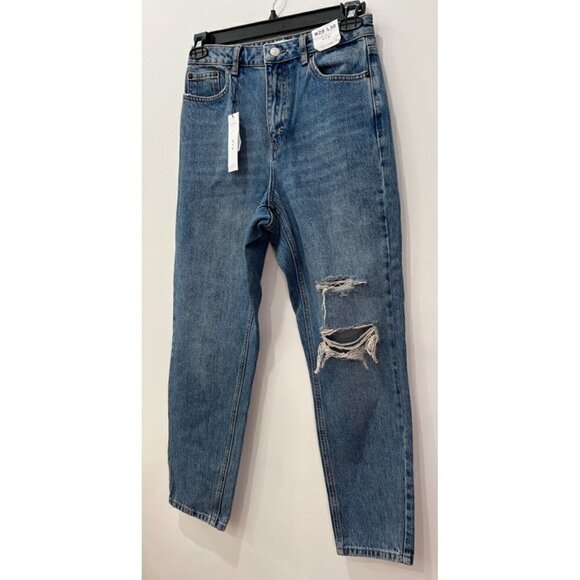 NWT TopShop Size US 6 Mom Jeans Ripped High Waited, Tapered Leg MSRP$75 - Picture 8 of 9